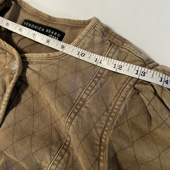 New  Veronica Beard Camilla Quilted Jacket Tan Sierra  XS  Puff Sleeve - Picture 9 of 12